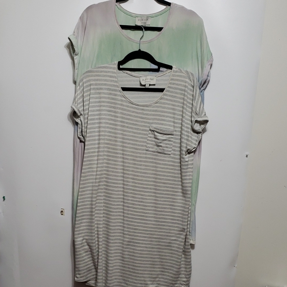 OLIVE & OAK Relaxed Loungewear Short Sleeve Tee Dress (Bundle 2 )